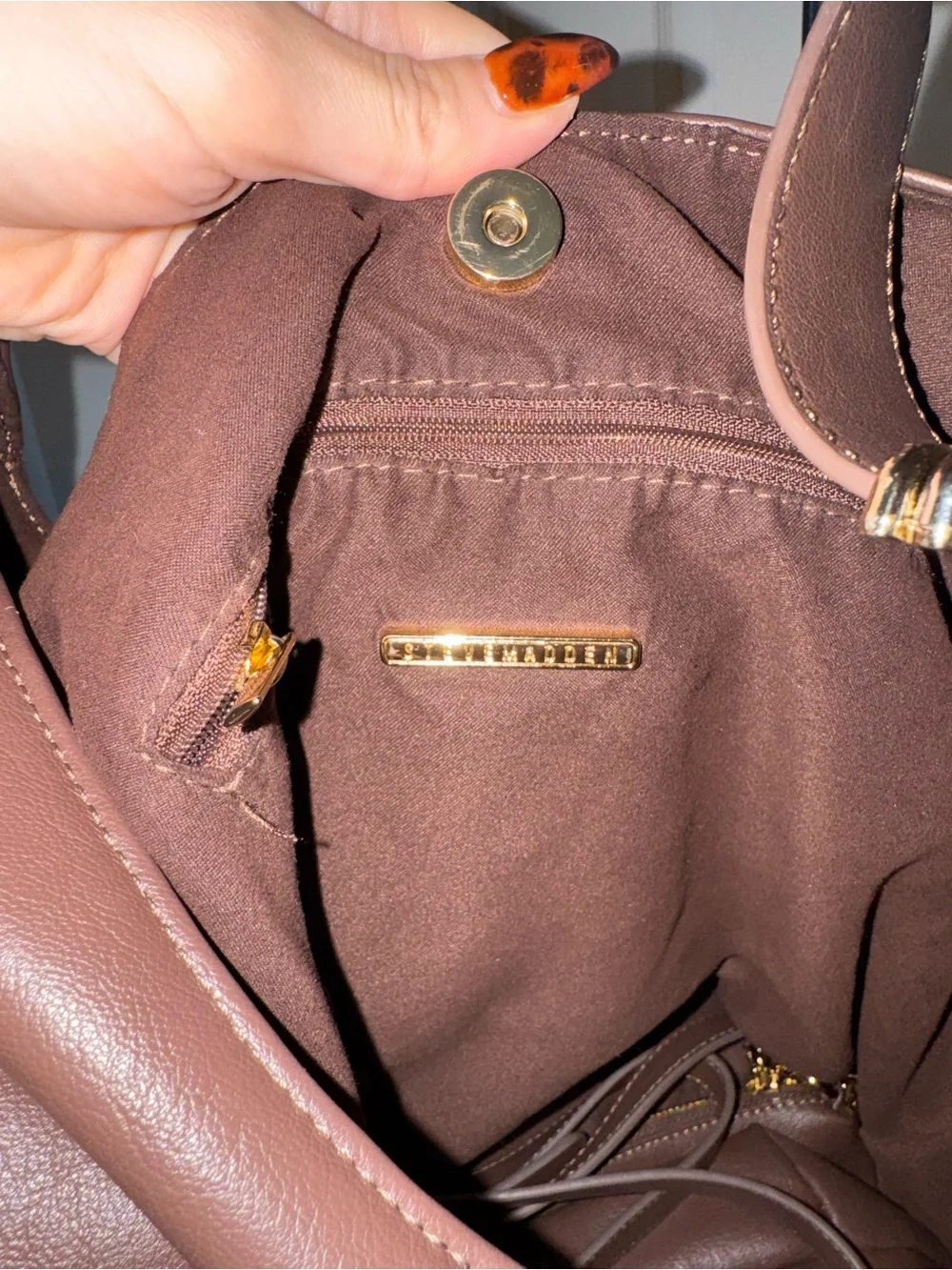 Steve Madden Brown Faux-Leather Satchel